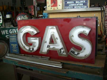 Double sided "Gas" neon sign.