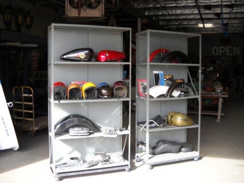 Metal Shelving with Wheels.