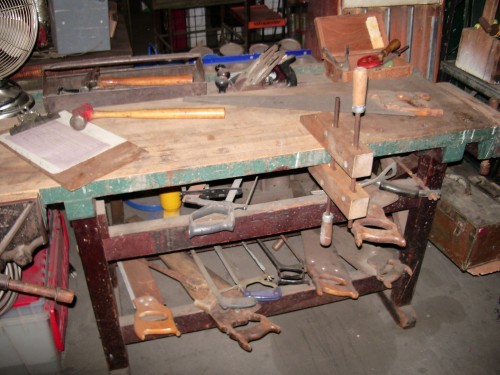 Vintage Work Table w/ vise