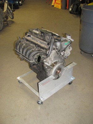 Real Car Engine on a Rolling Stand
