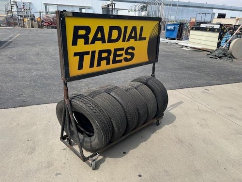 "Radial Tires" rack.