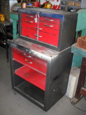 Vintage Rolling Metal Toolbox