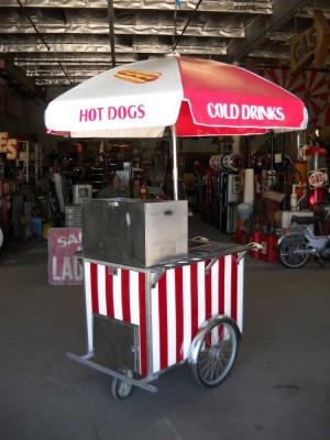 Red/White Hot Dog Cart.