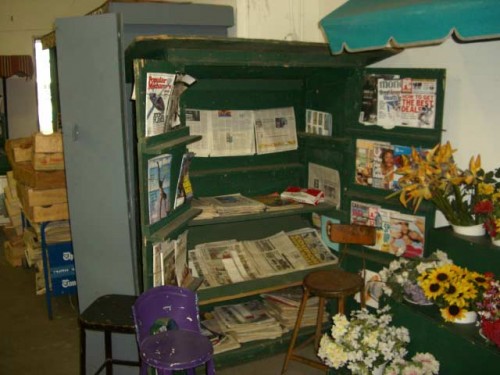 Small Green Newspaper Kiosk / News Stand