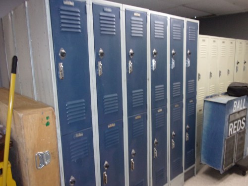 Blue and White Lockers