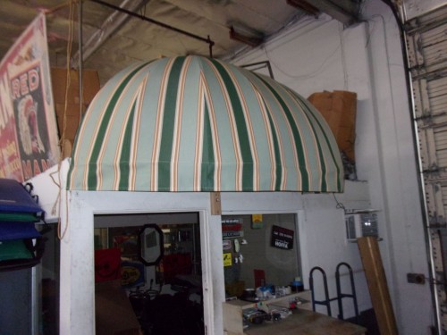 Green/White Striped Rounded Awning