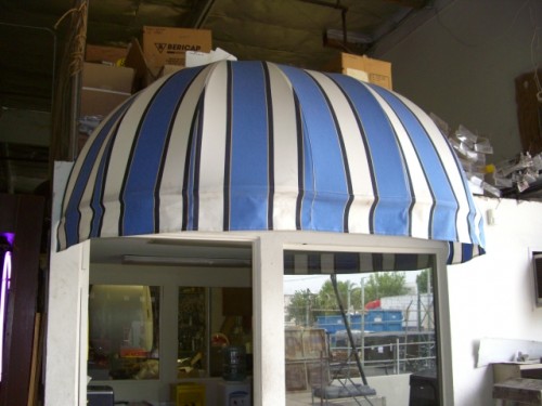 Blue/White Striped Rounded Awnings