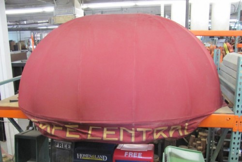Large Rounded "Cafe Central" Burgundy Awning