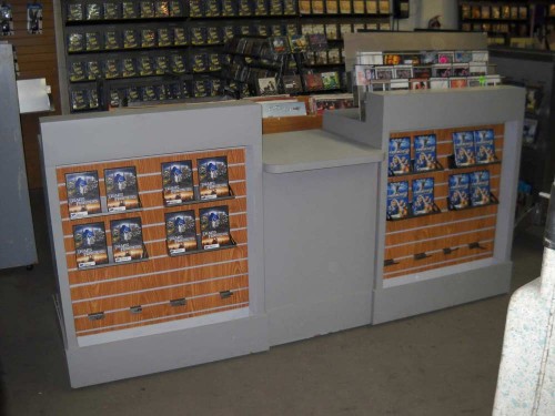 Grey Check-Out Counter.