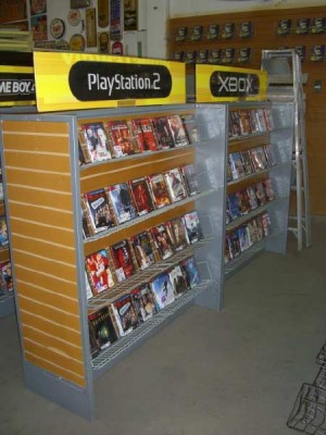 Wood/Metal Media Island with Racks.