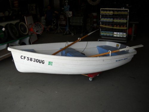 Large White Resin Row Boat.