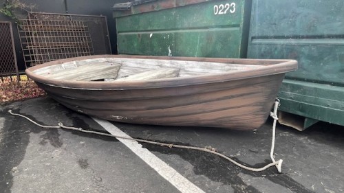Large Brown Resin Row Boat.