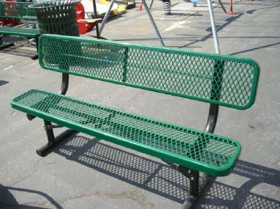Light Green, Metal Mesh Playground Bench with Back