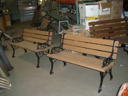 Wood and Wrought Iron Park Benches