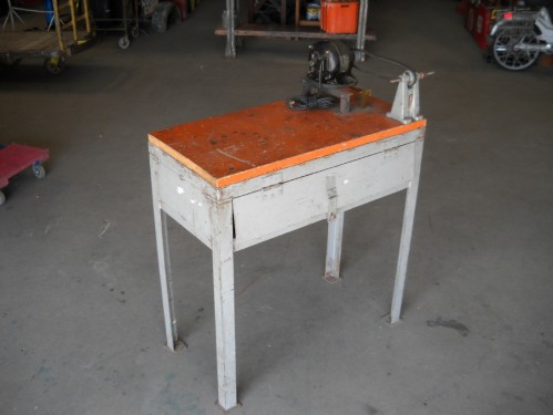 Metal Work Bench with Belt Motor and Orange wood top