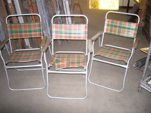 Aluminum and Fabric Folding Patio Chairs