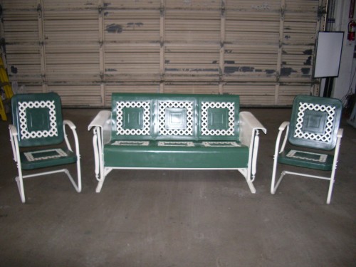 Vintage Lattice Glider Bench (Has Two Matching Chairs)