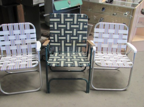 Aluminum and Fabric Strapped Folding Patio Chairs