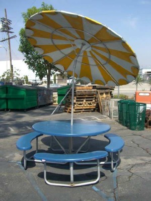 Fiberglass Picnic Tables with Attached Benches (Umbrellas Optional)