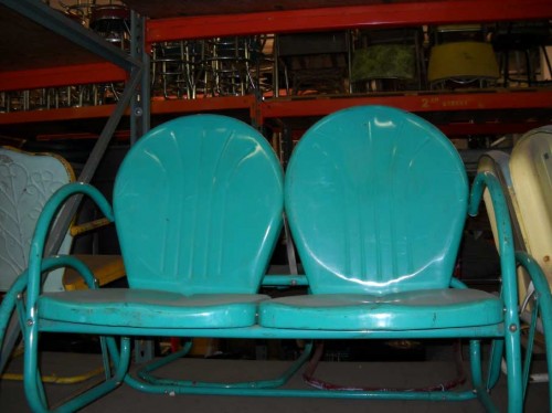 Vintage Green Gloss Shellback Glider Bench