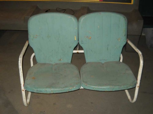 Vintage Green Flat Shellback Bench