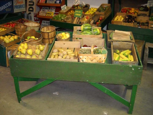 Green Wooden Produce Stands