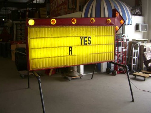 Red Arrow Marquee Sign