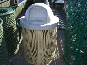 Round Perforated Trash Cans with Flip Lids
