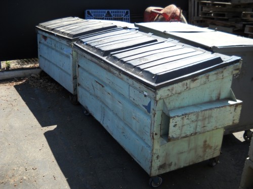 Medium Turquoise Dumpsters with Sloped Plastic Lids
