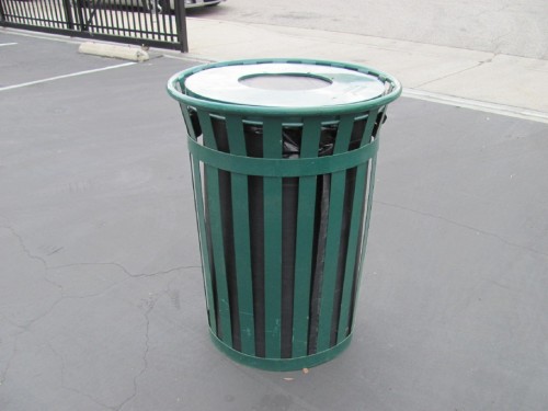 Green Metal Flare Top Trash Cans