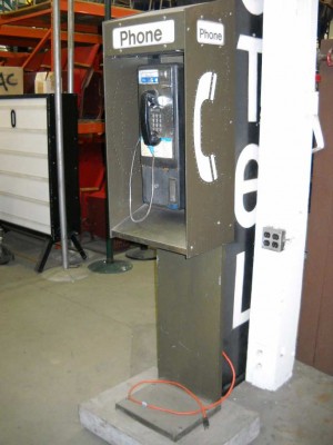 Modern Pedestal Phone Booth on Wheels