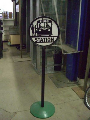 Vintage Freestanding Bus Stop Sign