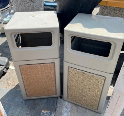Trash Cans, Light Stone Pebble Panels (Faux)